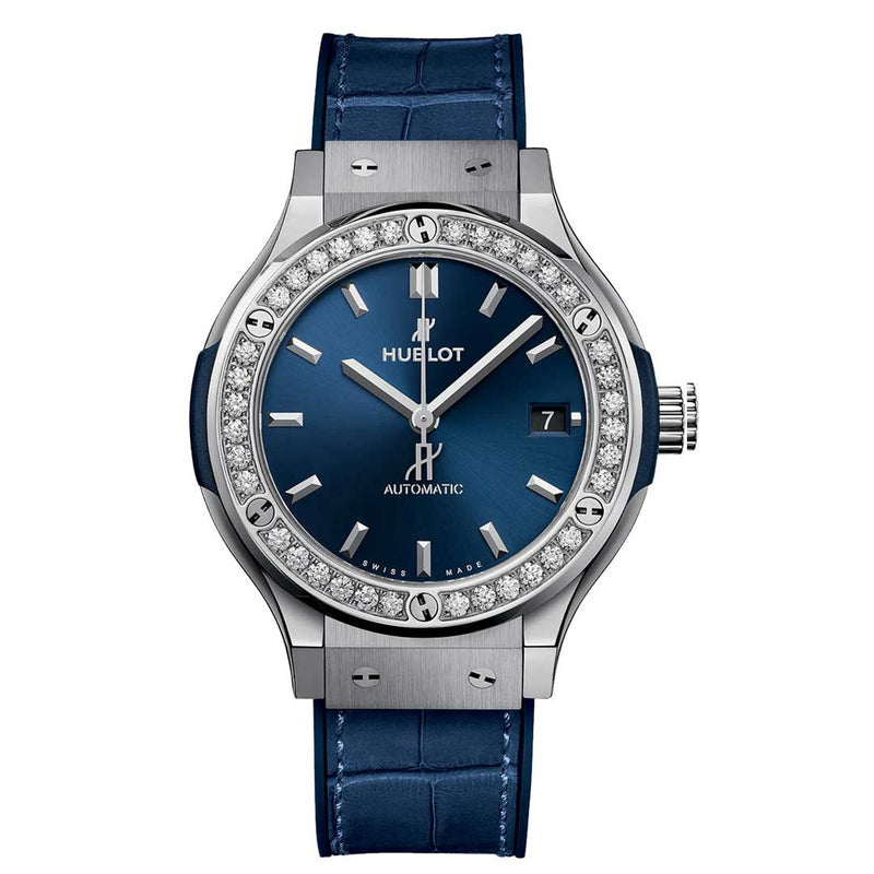 HUBLOT, CLASSIC FUSION TITANIUM BLUE DIAMONDS