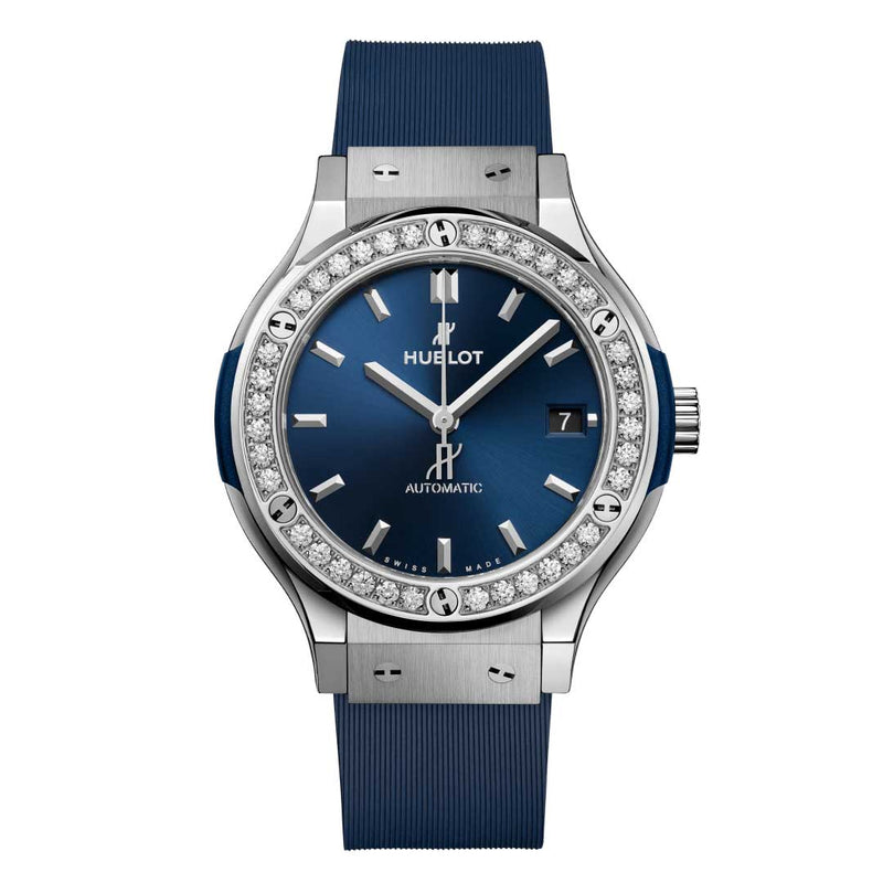 HUBLOT, CLASSIC FUSION TITANIUM BLUE DIAMONDS