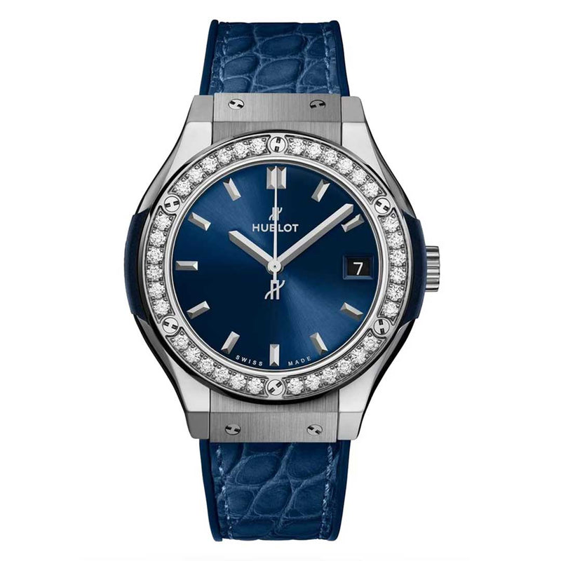 HUBLOT, CLASSIC FUSION TITANIUM BLUE DIAMONDS