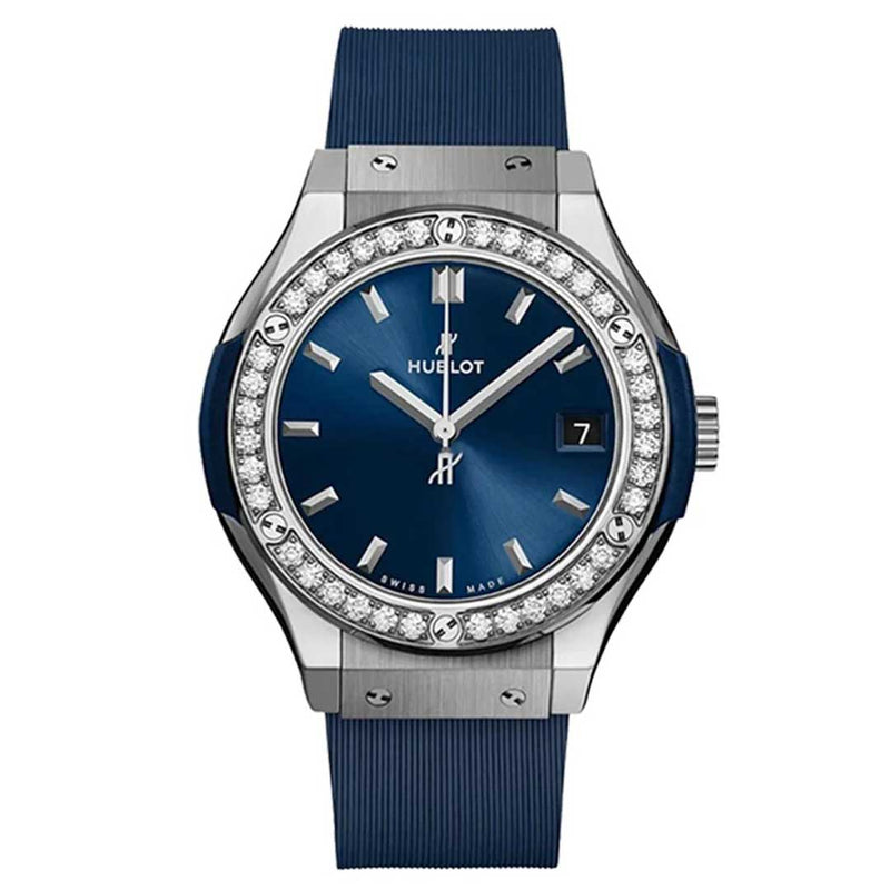 HUBLOT, CLASSIC FUSION TITANIUM BLUE DIAMONDS