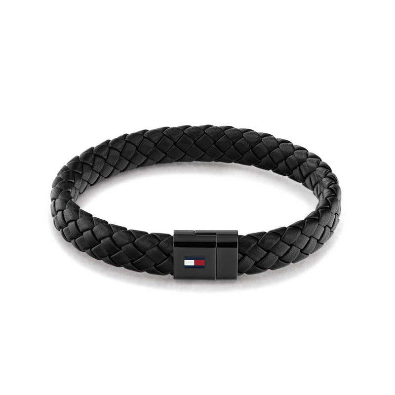 TOMMY HILFIGER, FLAT BRAIDED LEATHER BRACELET