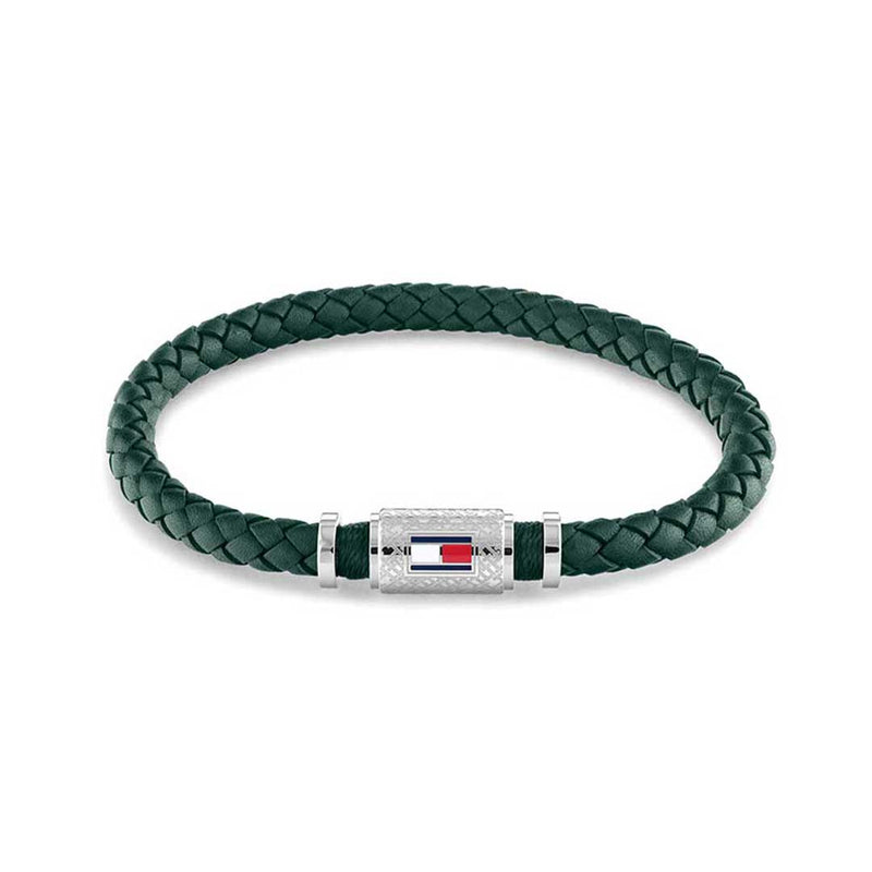 TOMMY HILFIGER, BRAIDED LEATHER BRACELET